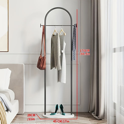 1pc Modern Metal Garment Rack with Marble Base, Heavy Duty Coat Hanger Stand for Bedroom, Clothes Organizer for Bags, Hats, Scarves, Jackets, Clothing Rack, Standing