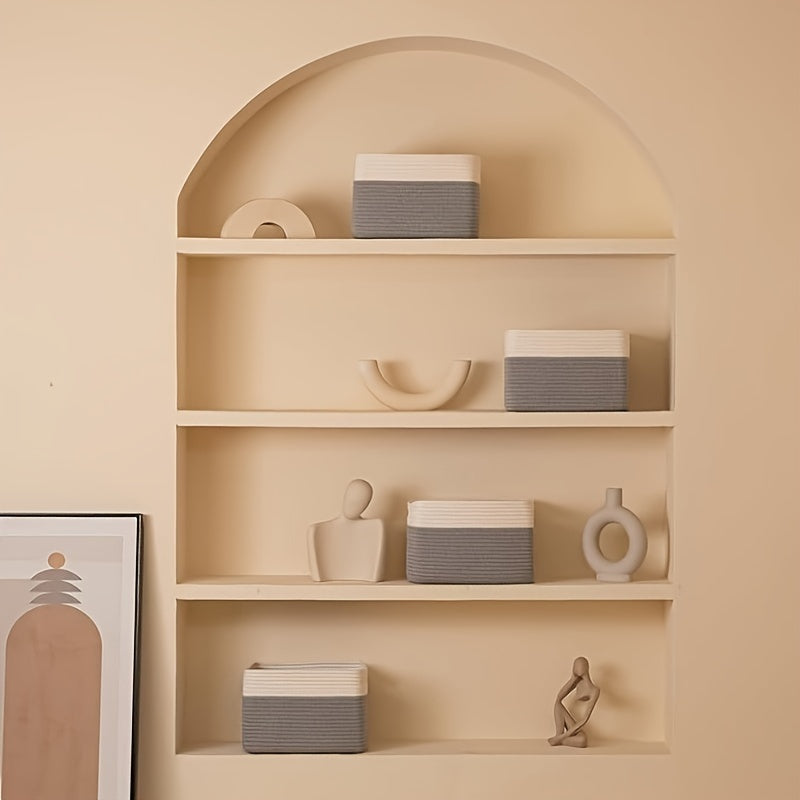 Set of 4 Storage Baskets Designed for Organization, These Woven Baskets Are Ideal for Shelves And Are Great for Storing Toys, Books, Towels, And Clothing. They Make Excellent Gift Bins for Toy Storage, Measuring 12.7 Inches Long, 9 Inches Wide