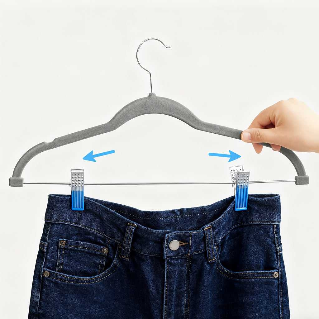 20\u002F30\u002F50pcs Velvet Hangers, Adjustable Non-Slip Pants\u002FSkirt Clips, Heavy-Duty, Hangers with Clips, Pants Hangers, Hangers for Clothes, Suitable for Pants, Skirts, Coats, Dresses - Sturdy and Durable