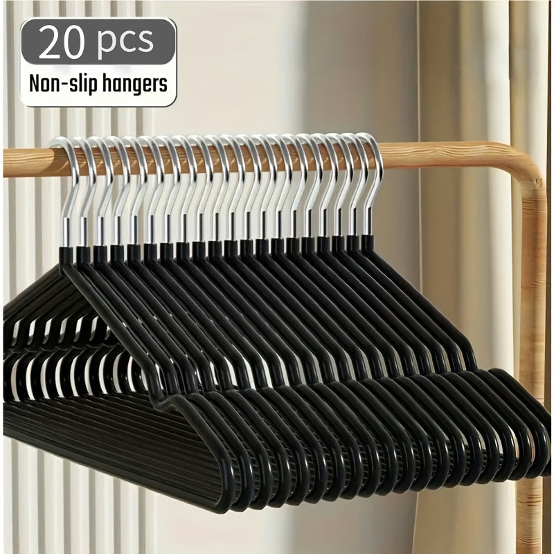 Heavy Duty Metal Traceless Non-slip Clothes Hangers with Grooves, Household Storage Organizer, Made Of High Manganese Steel, 50pcs\u002F20pcs\u002F10pcs, 40-50g, Standard Hangers, for Bathroom, Bedroom, Closet, Wardrobe, Home, Dorm