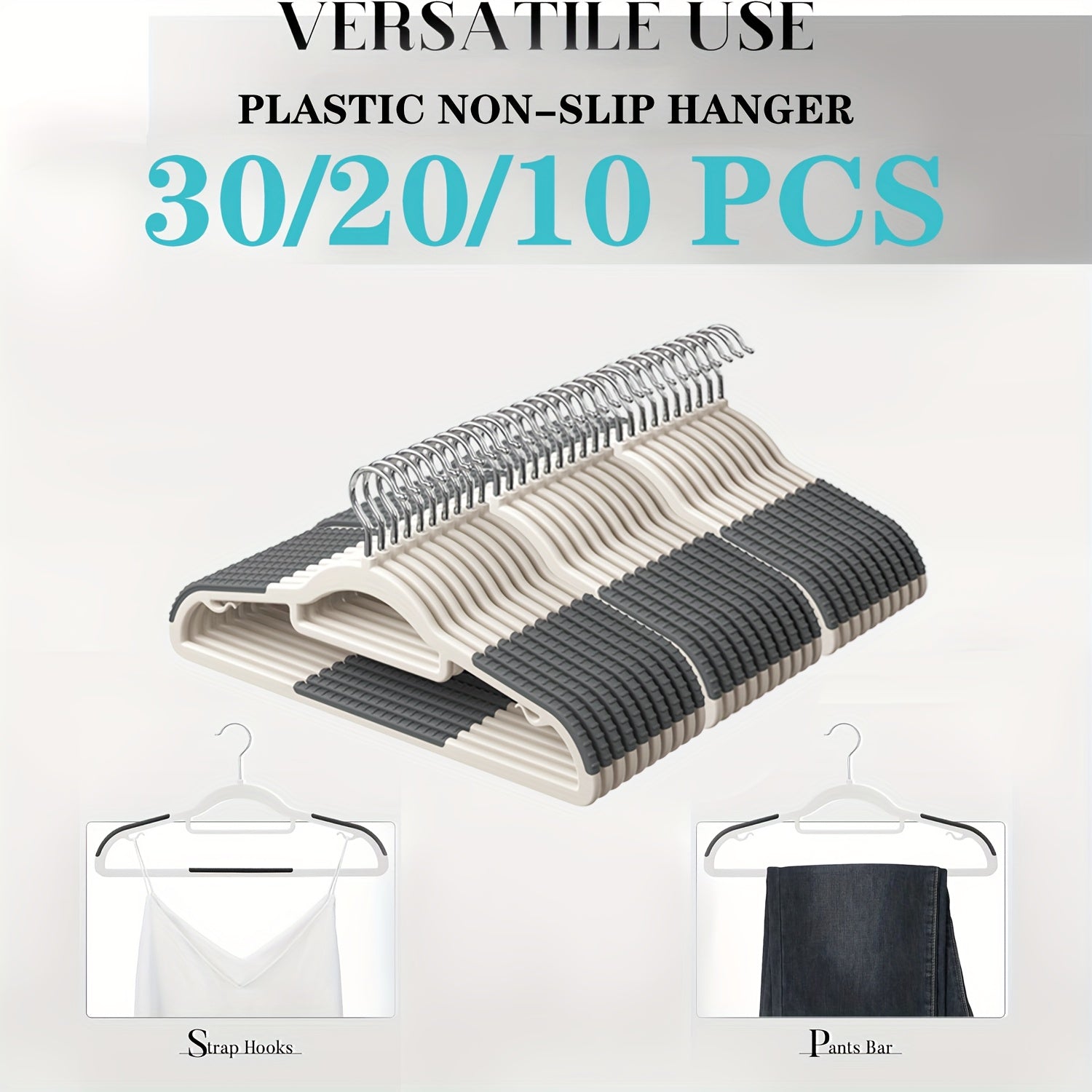 30pcs\u002F20pcs\u002F10pcs Non-slip And Mark-free Plastic Hangers, Home Wardrobe Storage And Clothes Hanging Hangers, Anti-slip And Anti-deformation Hangers, A Great Helper for Clothes Storage, Dual-purpose for Wardrobe Storage And Clothes Drying.