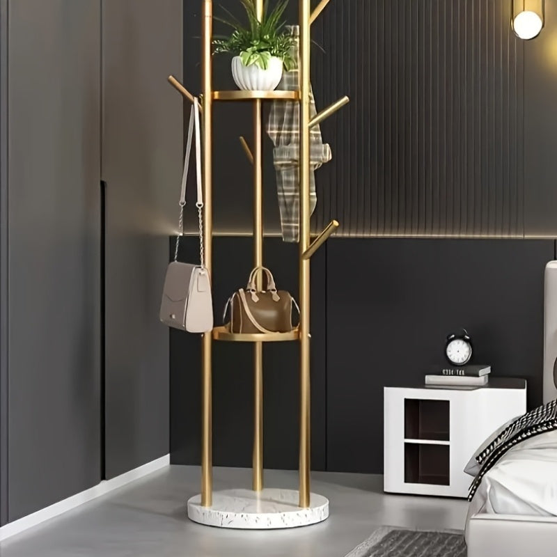 Freestanding Metal Coat Stand, Contemporary Coat Racks Featuring a Natural Marble Base, Coat Tree Hanger for Jackets, Bags, Entryway, And Office Use