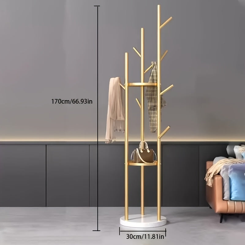 Freestanding Metal Coat Stand, Contemporary Coat Racks Featuring a Natural Marble Base, Coat Tree Hanger for Jackets, Bags, Entryway, And Office Use