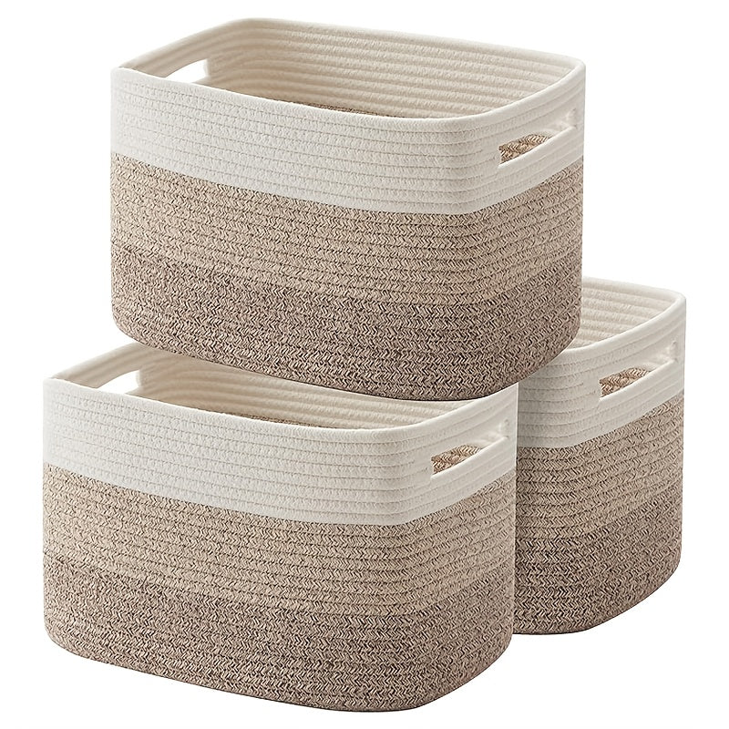 Set of 4 Storage Baskets Designed for Organization, These Woven Baskets Are Ideal for Shelves And Are Great for Storing Toys, Books, Towels, And Clothing. They Make Excellent Gift Bins for Toy Storage, Measuring 12.7 Inches Long, 9 Inches Wide