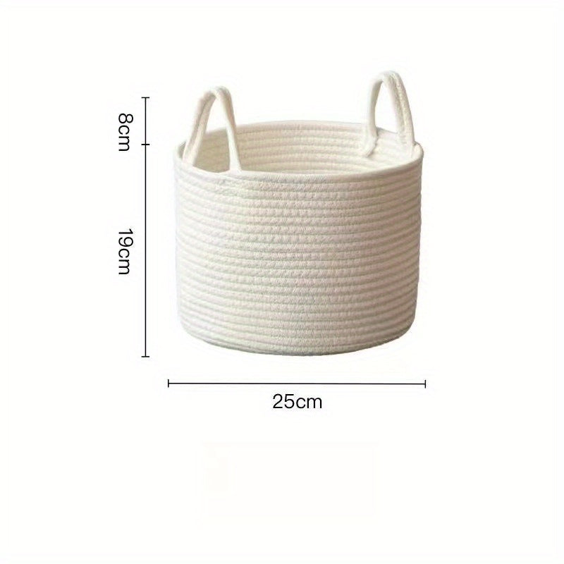Hand- Cotton Rope Basket - Hand- Round Storage Hamper with Sturdy Rope Handle for, Room, Bathroom & Laundry - Portable Clothes & (Suitable for &), Laundry Baskets