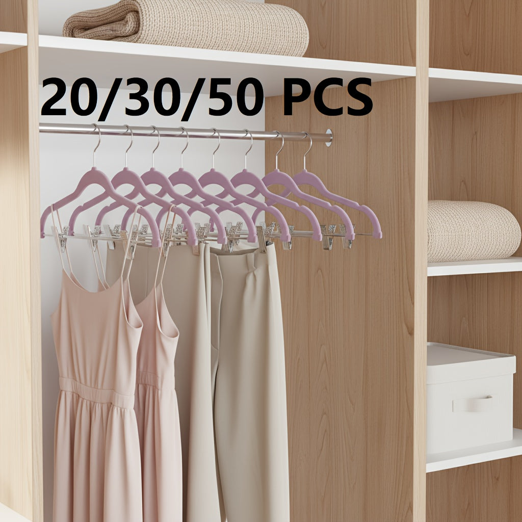 20\u002F30\u002F50pcs Velvet Hangers, Adjustable Non-Slip Pants\u002FSkirt Clips, Heavy-Duty, Hangers with Clips, Pants Hangers, Hangers for Clothes, Suitable for Pants, Skirts, Coats, Dresses - Sturdy and Durable