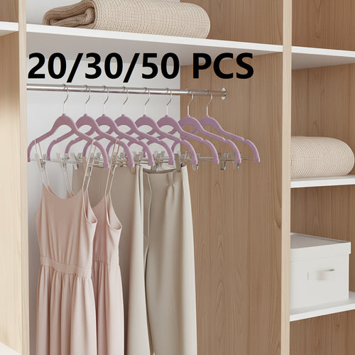 20\u002F30\u002F50pcs Velvet Hangers, Adjustable Non-Slip Pants\u002FSkirt Clips, Heavy-Duty, Hangers with Clips, Pants Hangers, Hangers for Clothes, Suitable for Pants, Skirts, Coats, Dresses - Sturdy and Durable