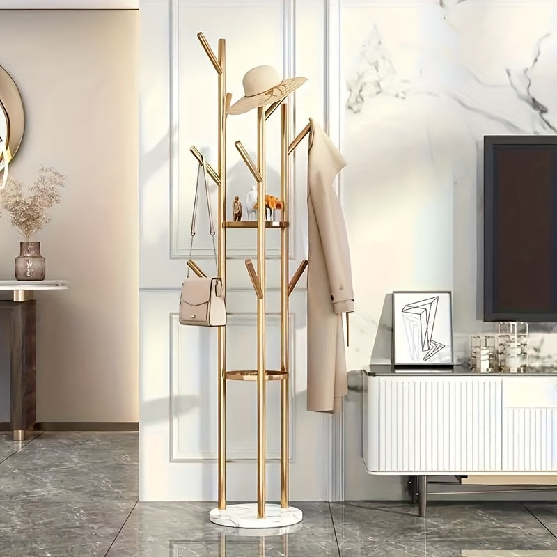 Freestanding Metal Coat Stand, Contemporary Coat Racks Featuring a Natural Marble Base, Coat Tree Hanger for Jackets, Bags, Entryway, And Office Use
