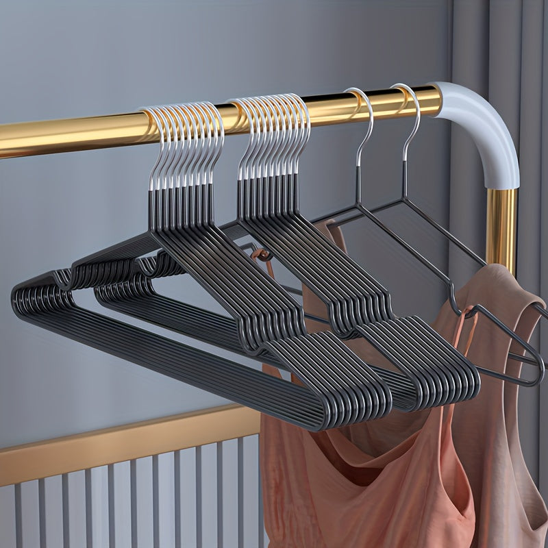 Heavy Duty Metal Traceless Non-slip Clothes Hangers with Grooves, Household Storage Organizer, Made Of High Manganese Steel, 50pcs\u002F20pcs\u002F10pcs, 40-50g, Standard Hangers, for Bathroom, Bedroom, Closet, Wardrobe, Home, Dorm