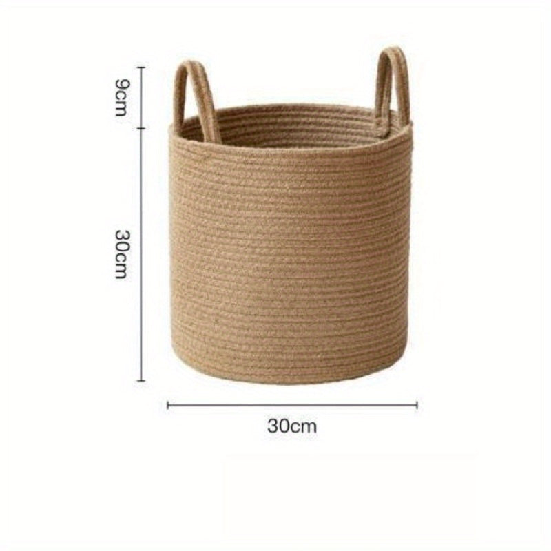 Hand- Cotton Rope Basket - Hand- Round Storage Hamper with Sturdy Rope Handle for, Room, Bathroom & Laundry - Portable Clothes & (Suitable for &), Laundry Baskets