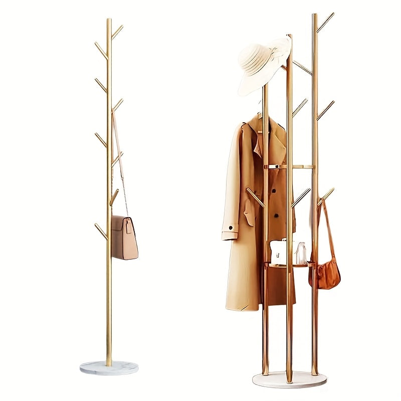 Freestanding Metal Coat Stand, Contemporary Coat Racks Featuring a Natural Marble Base, Coat Tree Hanger for Jackets, Bags, Entryway, And Office Use