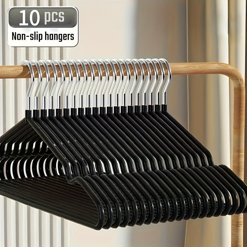 Heavy Duty Metal Traceless Non-slip Clothes Hangers with Grooves, Household Storage Organizer, Made Of High Manganese Steel, 50pcs\u002F20pcs\u002F10pcs, 40-50g, Standard Hangers, for Bathroom, Bedroom, Closet, Wardrobe, Home, Dorm