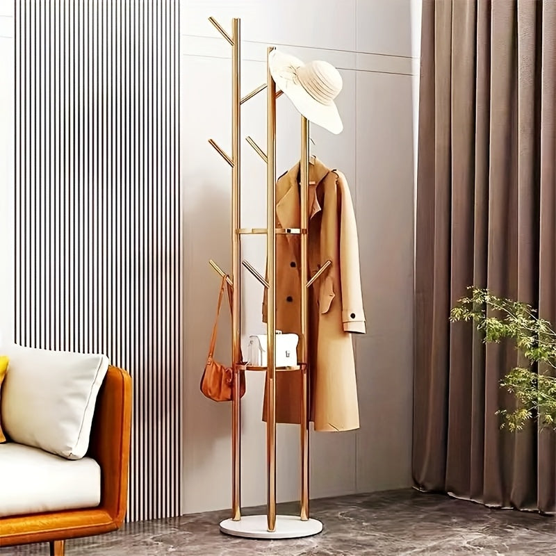 Freestanding Metal Coat Stand, Contemporary Coat Racks Featuring a Natural Marble Base, Coat Tree Hanger for Jackets, Bags, Entryway, And Office Use