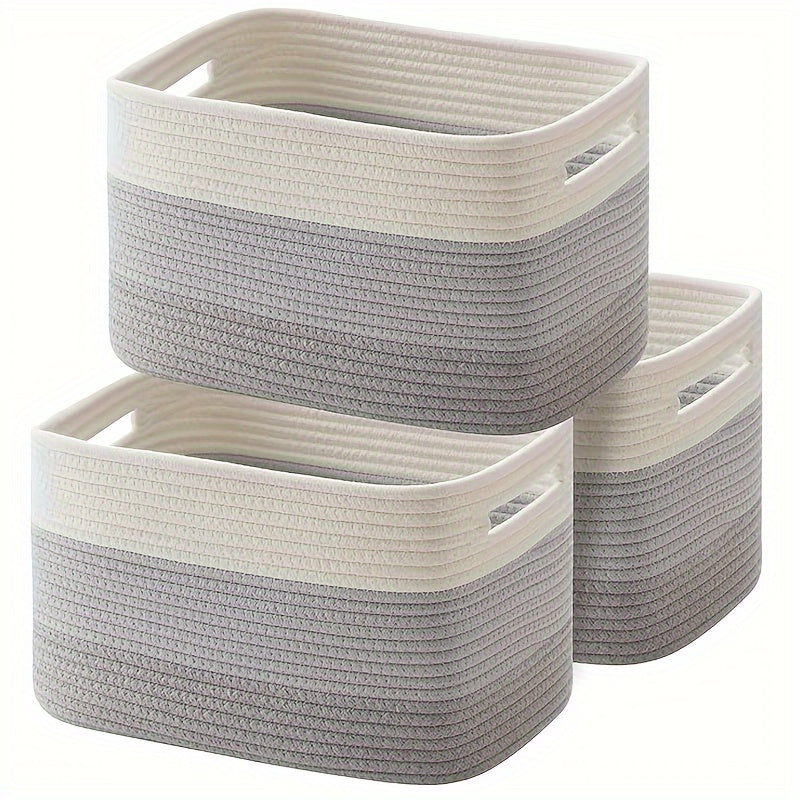 Set of 4 Storage Baskets Designed for Organization, These Woven Baskets Are Ideal for Shelves And Are Great for Storing Toys, Books, Towels, And Clothing. They Make Excellent Gift Bins for Toy Storage, Measuring 12.7 Inches Long, 9 Inches Wide