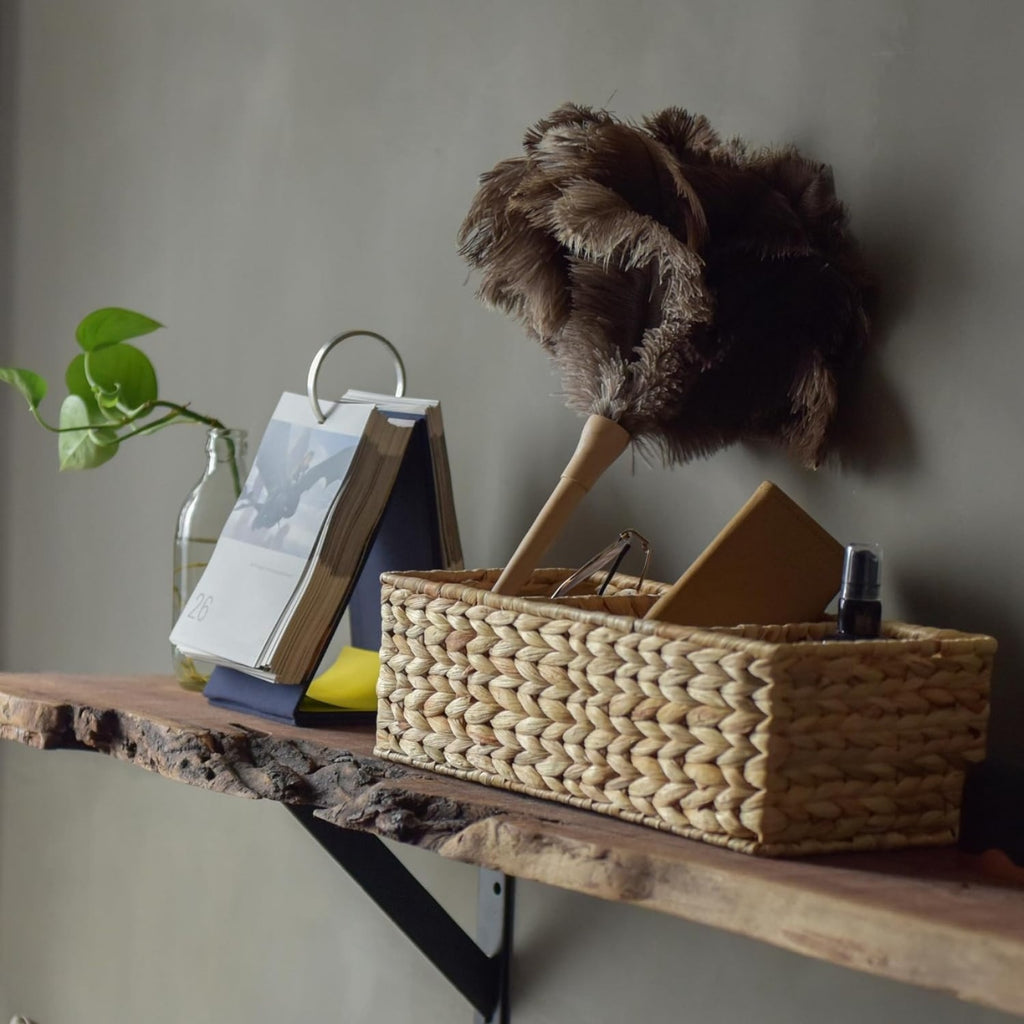 2-Pack, StorageWorks Wicker Tank Topper Basket, Water Hyacinth Storage for Bathroom, Shelf Baskets