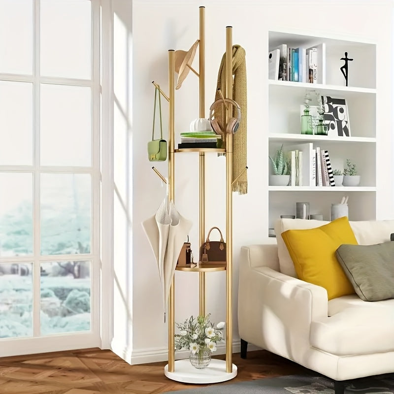 Freestanding Metal Coat Stand, Contemporary Coat Racks Featuring a Natural Marble Base, Coat Tree Hanger for Jackets, Bags, Entryway, And Office Use