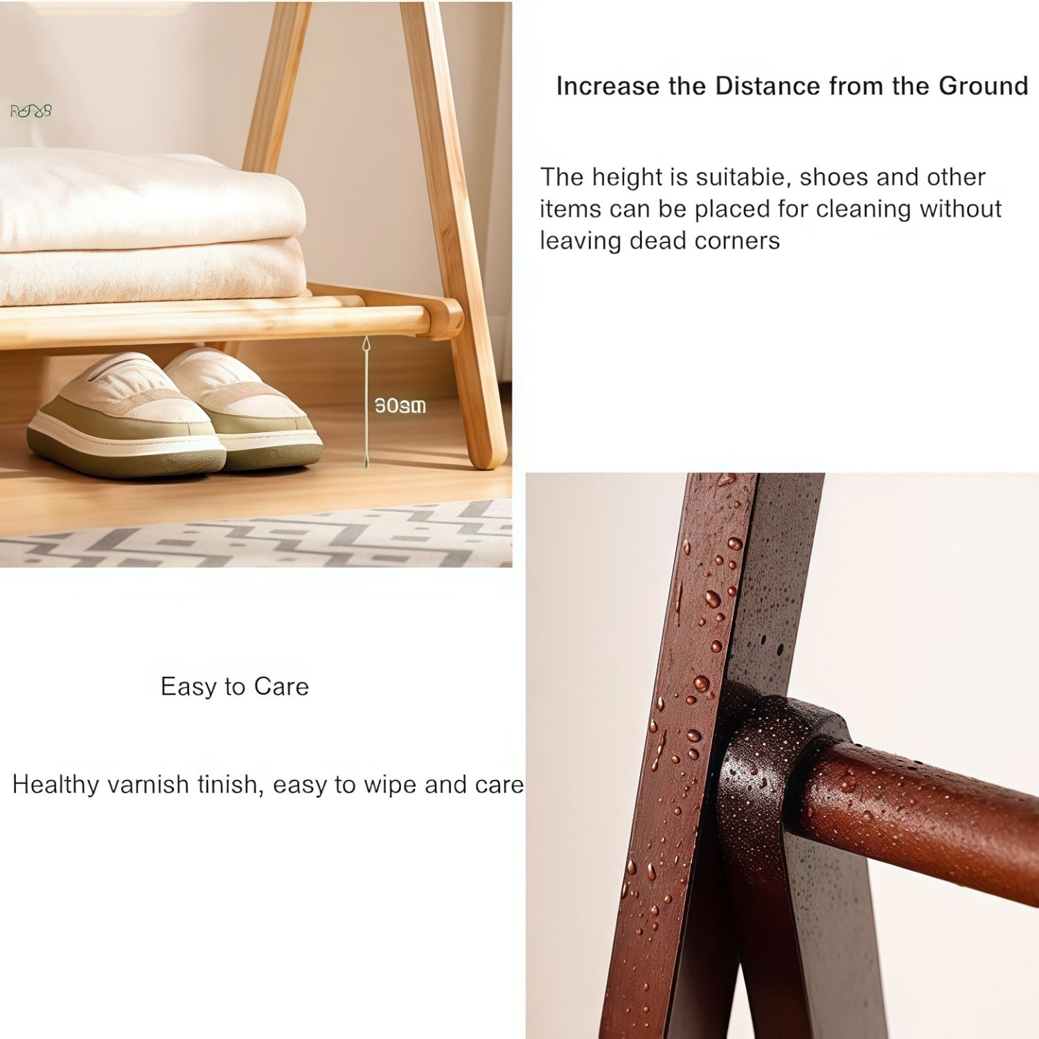 3-Tier Foldable Clothes Hanger & Drying Rack with Storage Box - Bamboo Space-Saving Freestanding Laundry Suitable for Apartments, Bedrooms, Bathrooms, Balconies, Compact Foldable Design for Small Spaces, Bamboo Drying System, Drying Racks