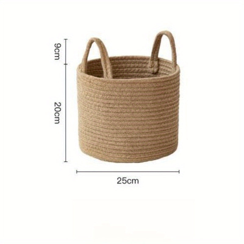 Hand- Cotton Rope Basket - Hand- Round Storage Hamper with Sturdy Rope Handle for, Room, Bathroom & Laundry - Portable Clothes & (Suitable for &), Laundry Baskets