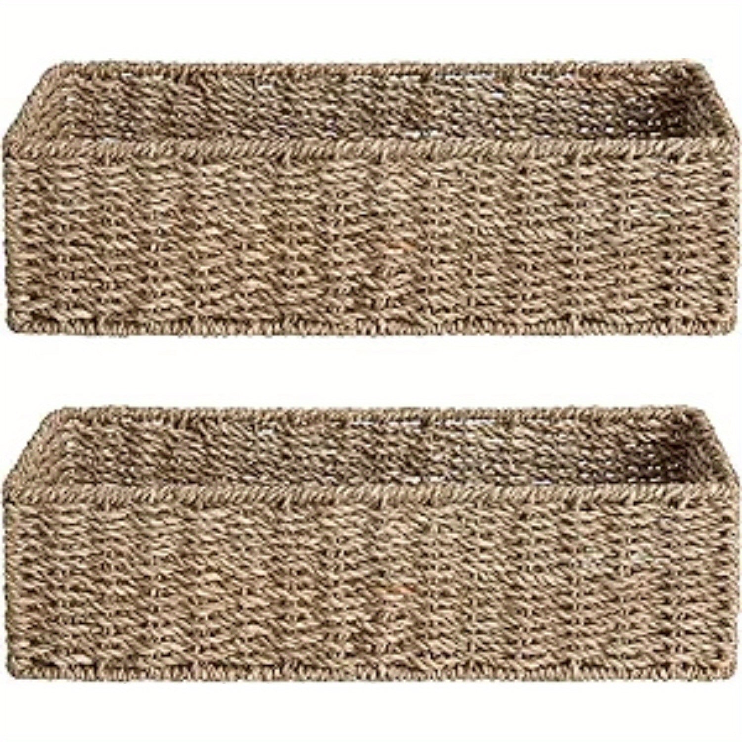 2-Pack, StorageWorks Wicker Tank Topper Basket, Water Hyacinth Storage for Bathroom, Shelf Baskets