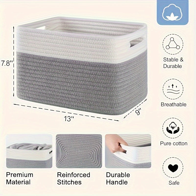 Set of 4 Storage Baskets Designed for Organization, These Woven Baskets Are Ideal for Shelves And Are Great for Storing Toys, Books, Towels, And Clothing. They Make Excellent Gift Bins for Toy Storage, Measuring 12.7 Inches Long, 9 Inches Wide